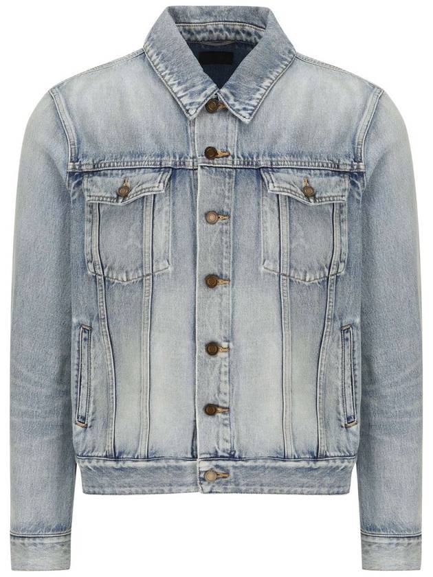 Luxury Saint Laurent Trending 2025 Men's Denim Jacket Light Blue