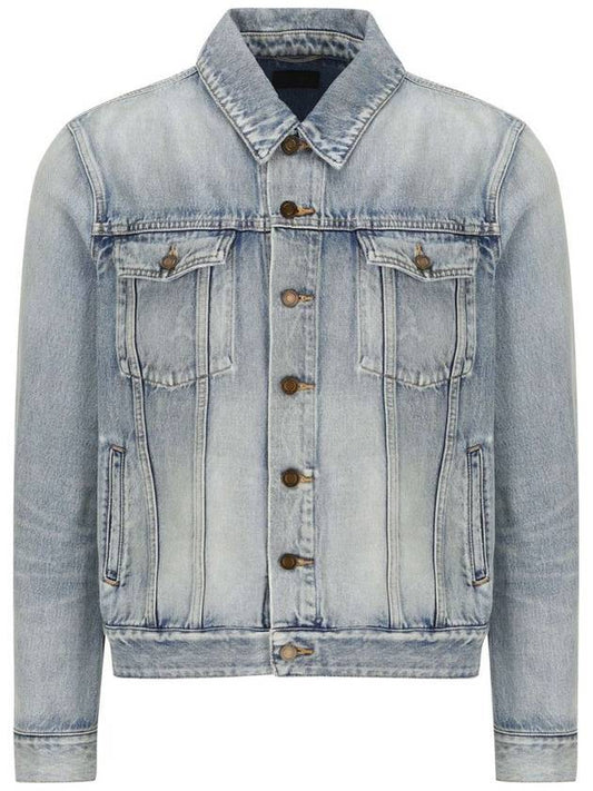 Luxury Saint Laurent Trending 2025 Men's Denim Jacket Light Blue