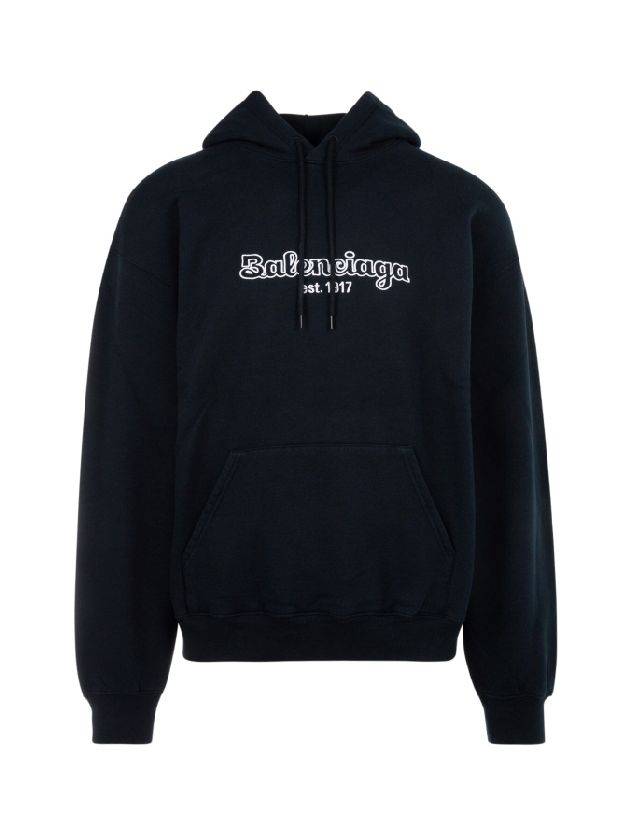 Luxury Balenciaga Trending 2025 Embroidered Logo Hoodie Navy