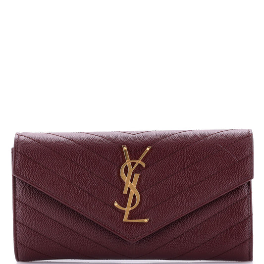 Luxury Saint Laurent Trending 2025 Classic Monogram Flap Wallet Matelasse Chevron Leather Large