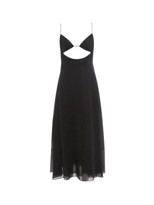 Luxury Saint Laurent Trending 2025 Crepe Viscose Backless Long Dress Black