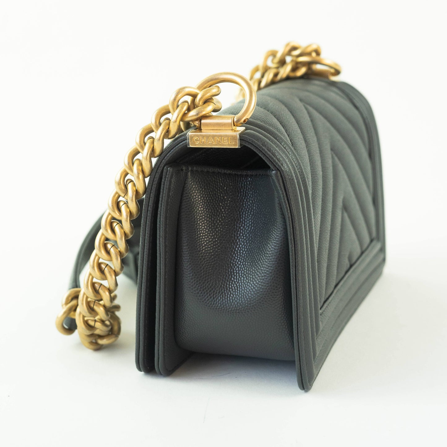 Chanel Chevron Small Boy Bag Grey