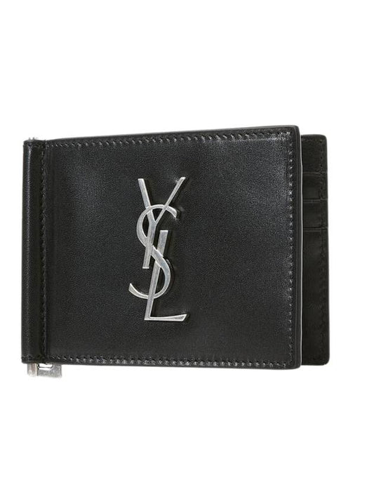 Luxury Saint Laurent Trending 2025 Monogram Money Clip Half Wallet Black