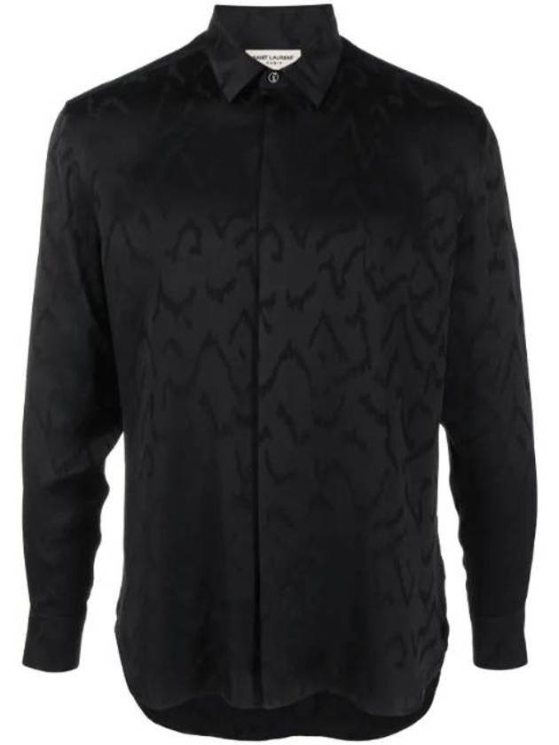 Luxury Saint Laurent Trending 2025 Art Print Satin Long Sleeve Shirt Black