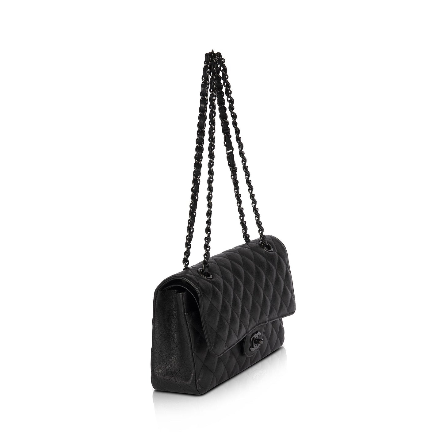 Chanel 2018 Black Calfskin Medium Classic Double Flap Bag