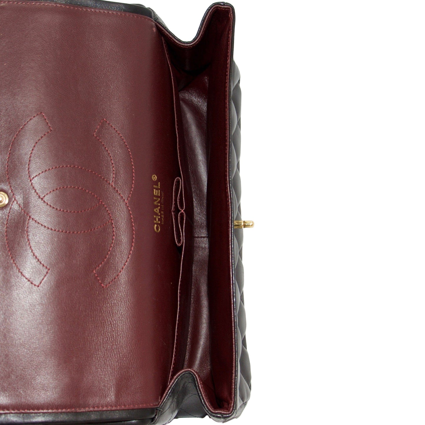 Chanel Black Lambskin Classic Jumbo Double Flap Bag