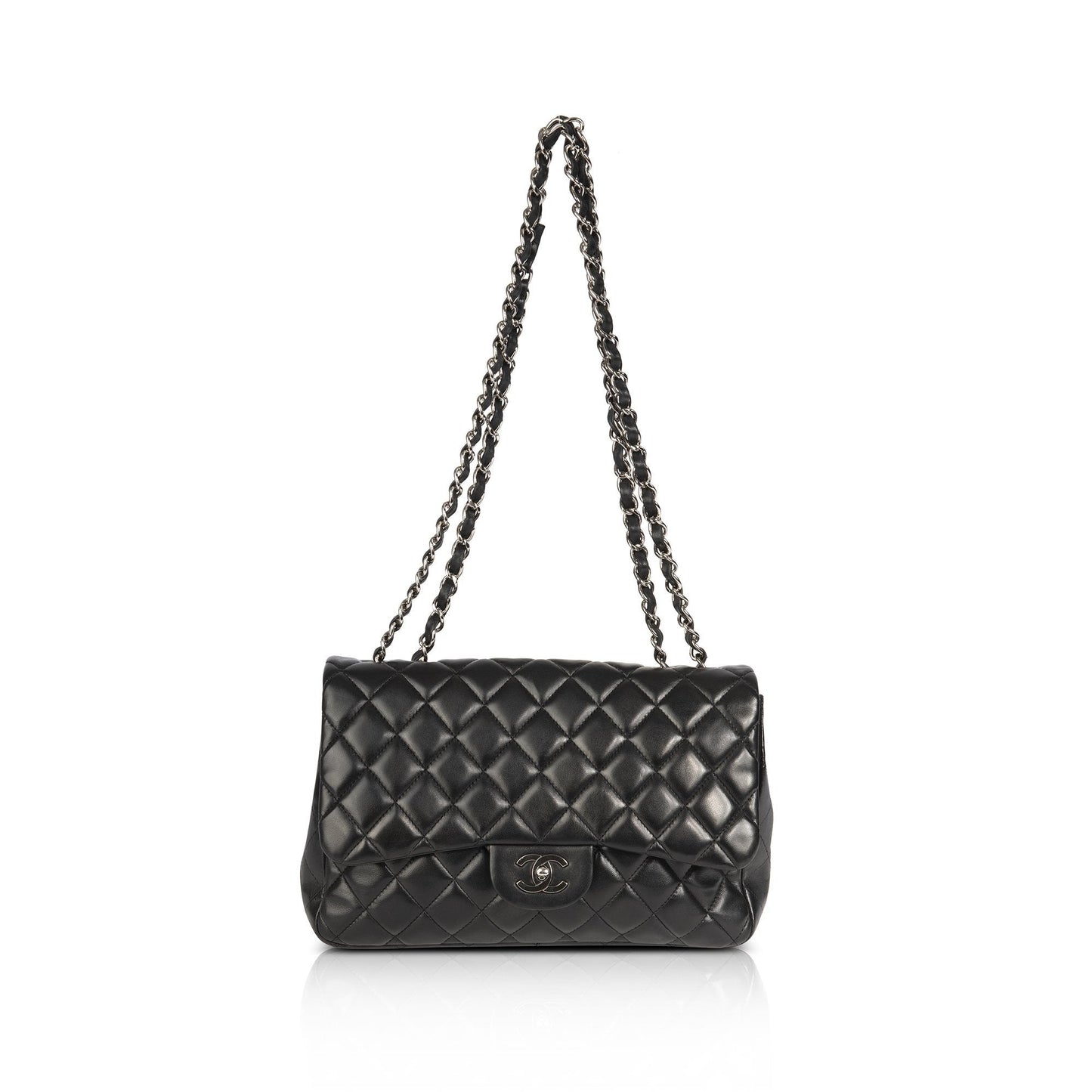 Chanel Black Lambskin Classic Jumbo Single Flap Bag