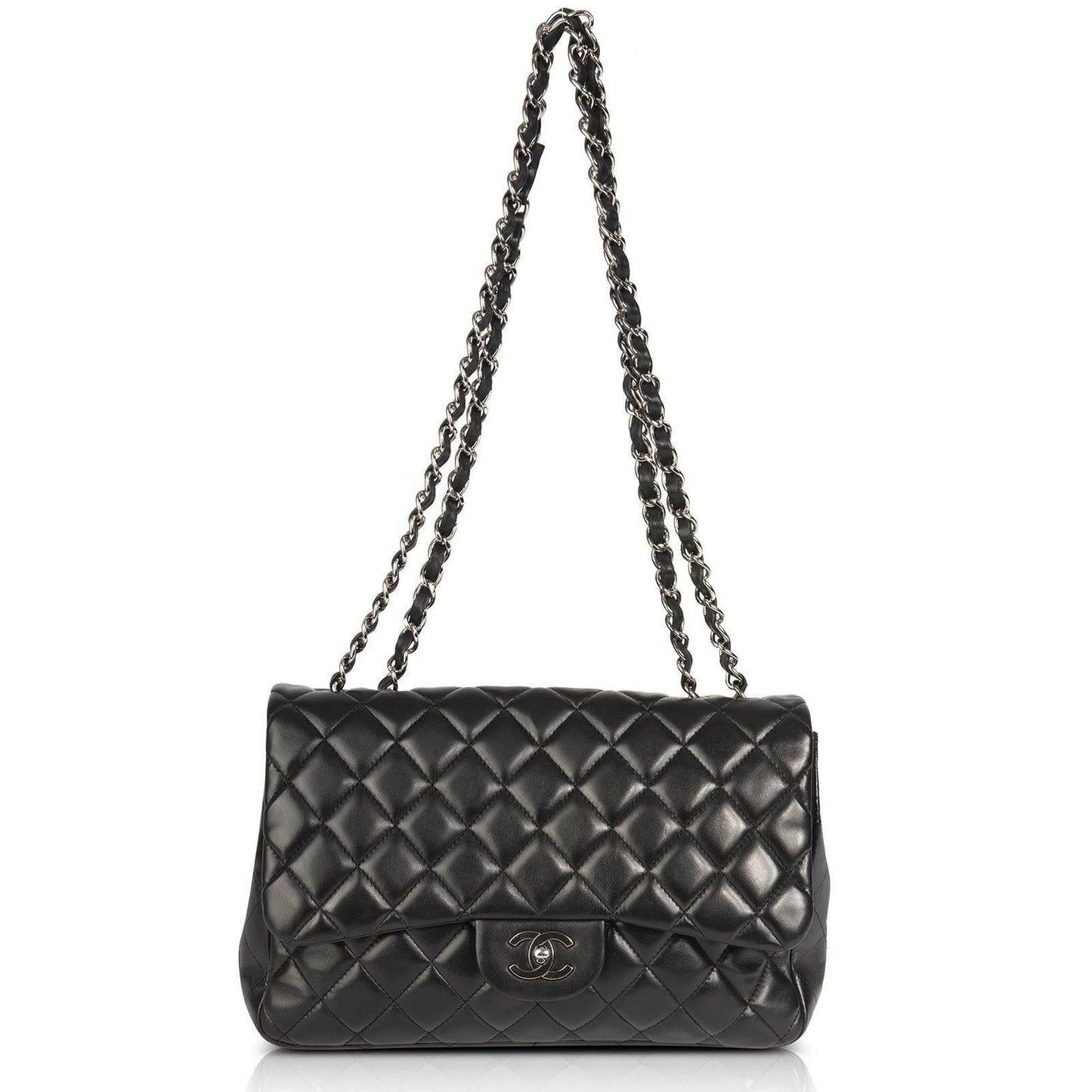 Chanel Black Lambskin Classic Jumbo Single Flap Bag