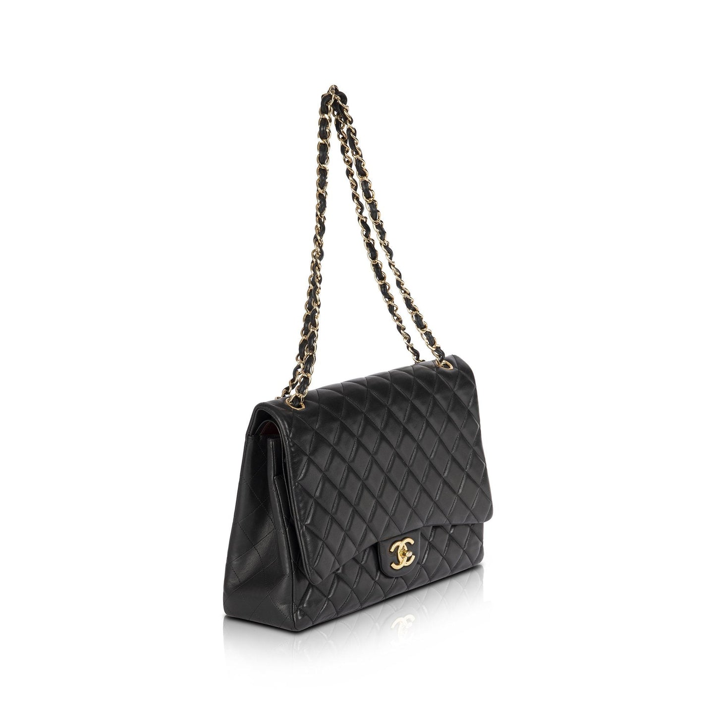 Chanel Black Lambskin Classic Maxi Double Flap Bag