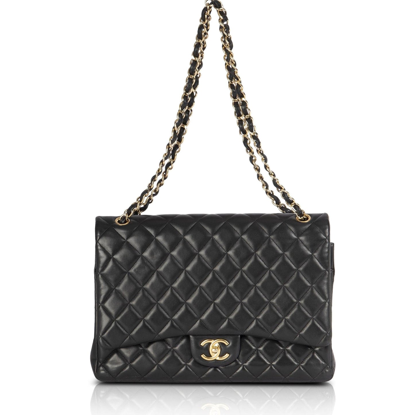 Chanel Black Lambskin Classic Maxi Double Flap Bag