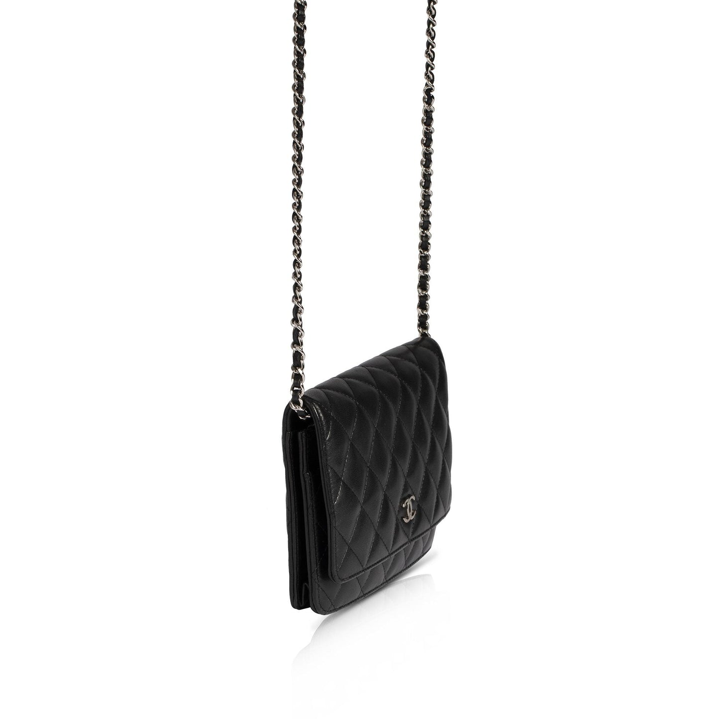 Chanel Black Lambskin Classic Wallet on Chain