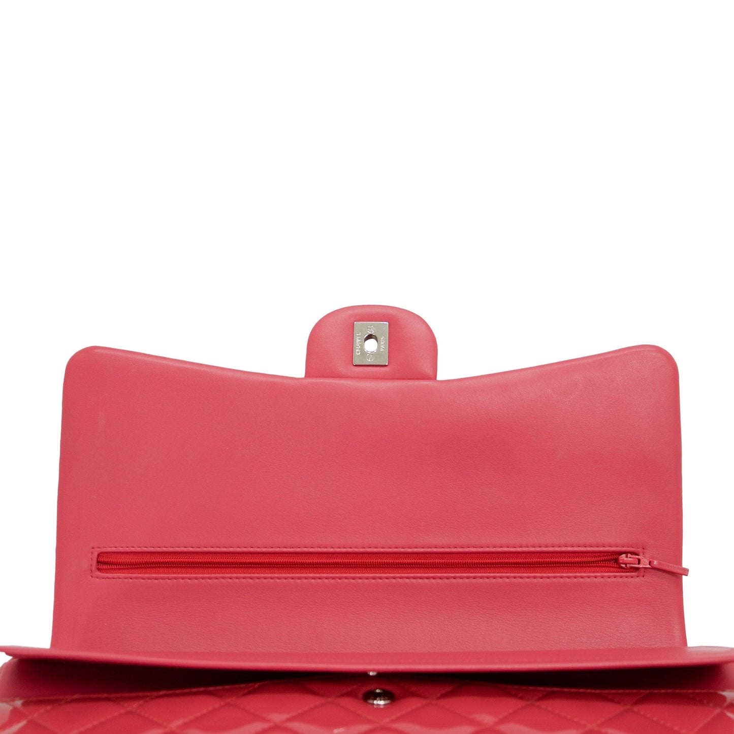 Chanel Pink Patent Leather Classic Maxi Double Flap Bag