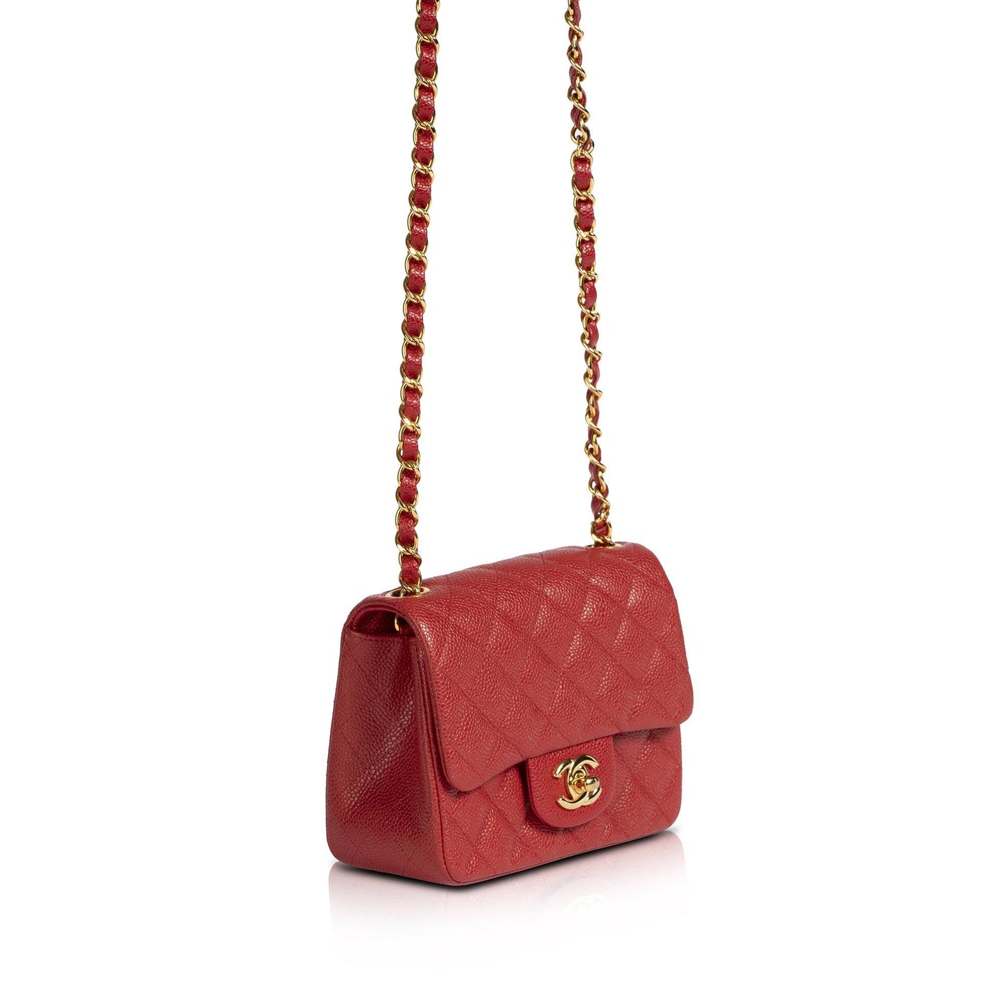 Chanel Red Classic Mini Square Flap Bag