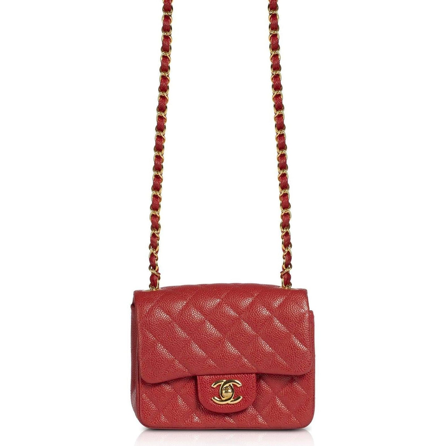 Chanel Red Classic Mini Square Flap Bag