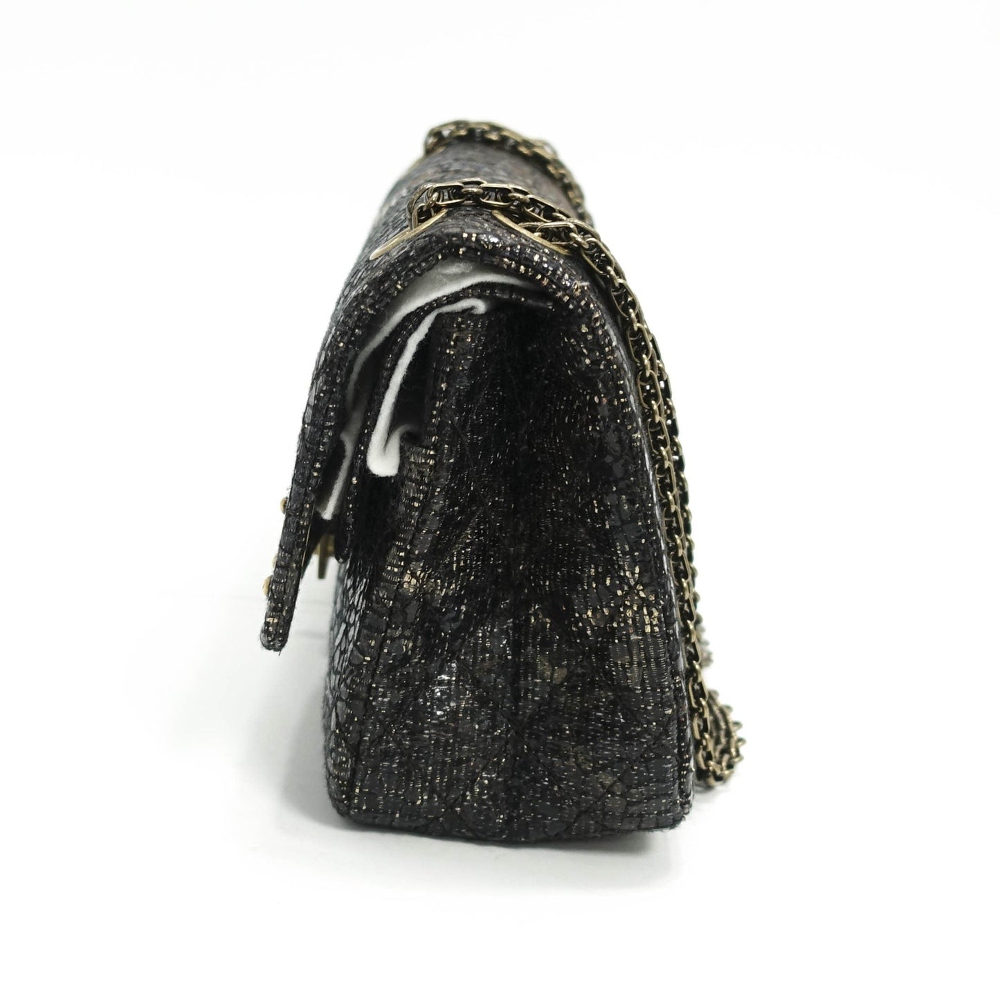 Chanel Special Edition Gray Coated Lacquered Tweed Crossbody Bag