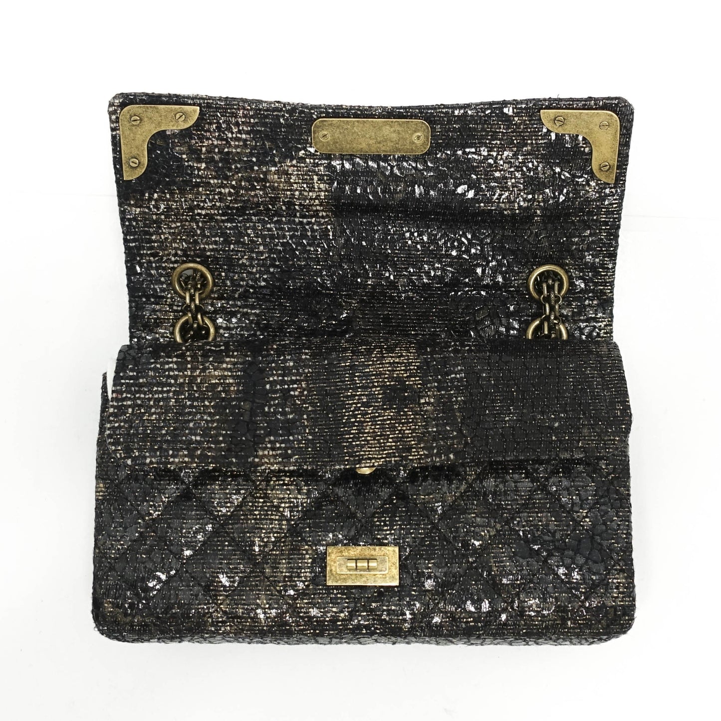 Chanel Special Edition Gray Coated Lacquered Tweed Crossbody Bag