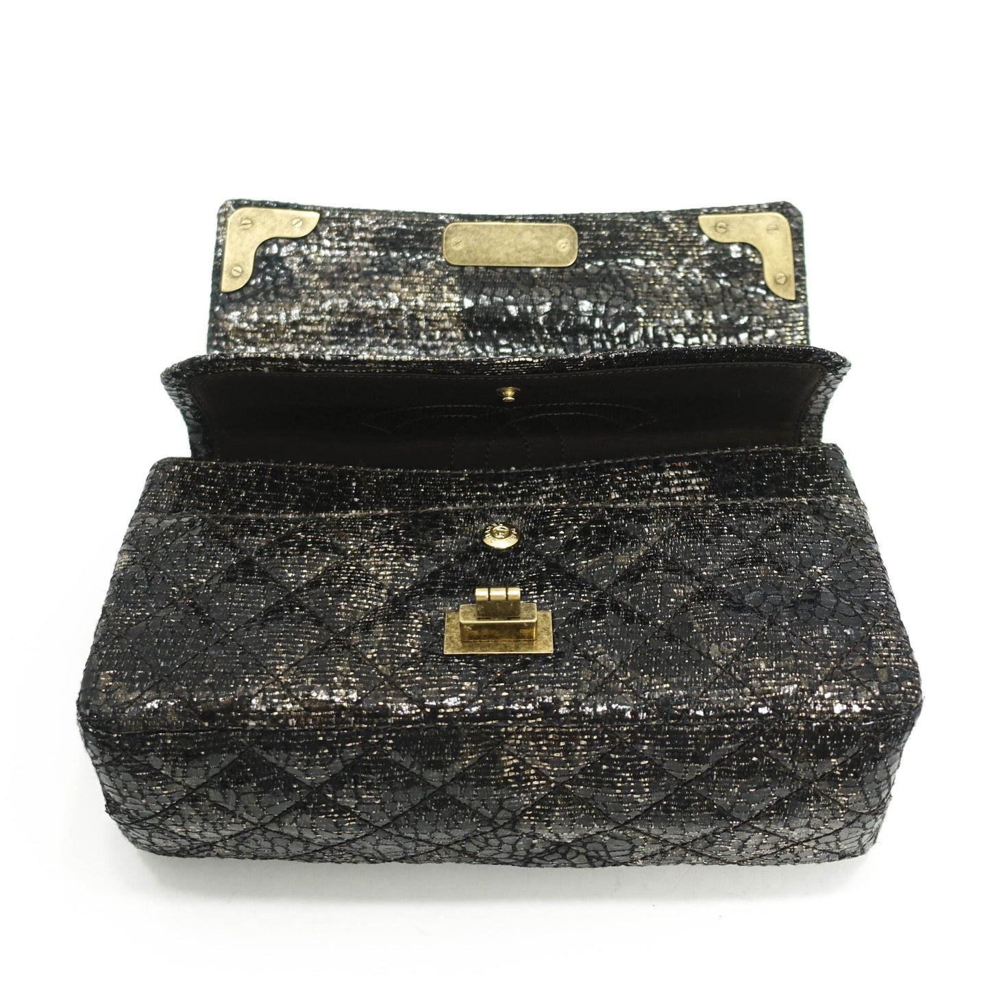 Chanel Special Edition Gray Coated Lacquered Tweed Crossbody Bag