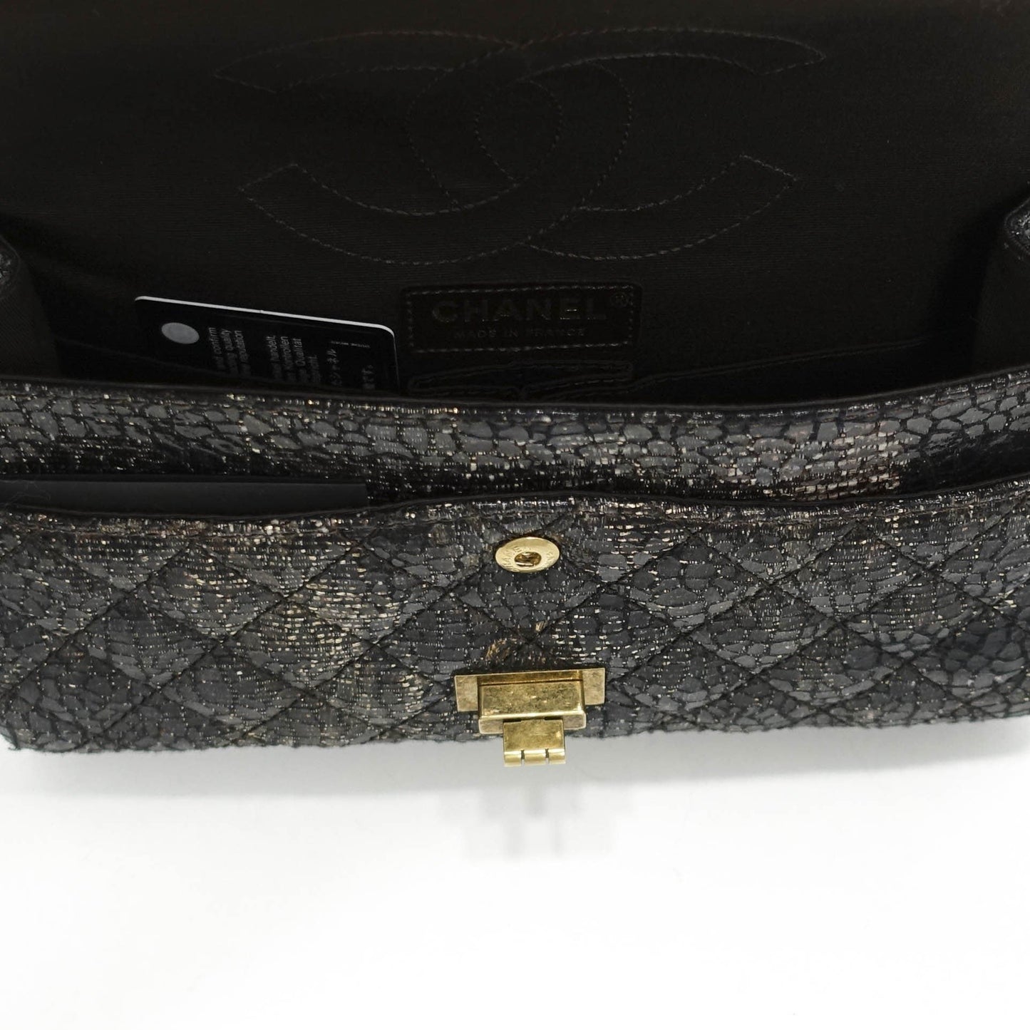 Chanel Special Edition Gray Coated Lacquered Tweed Crossbody Bag