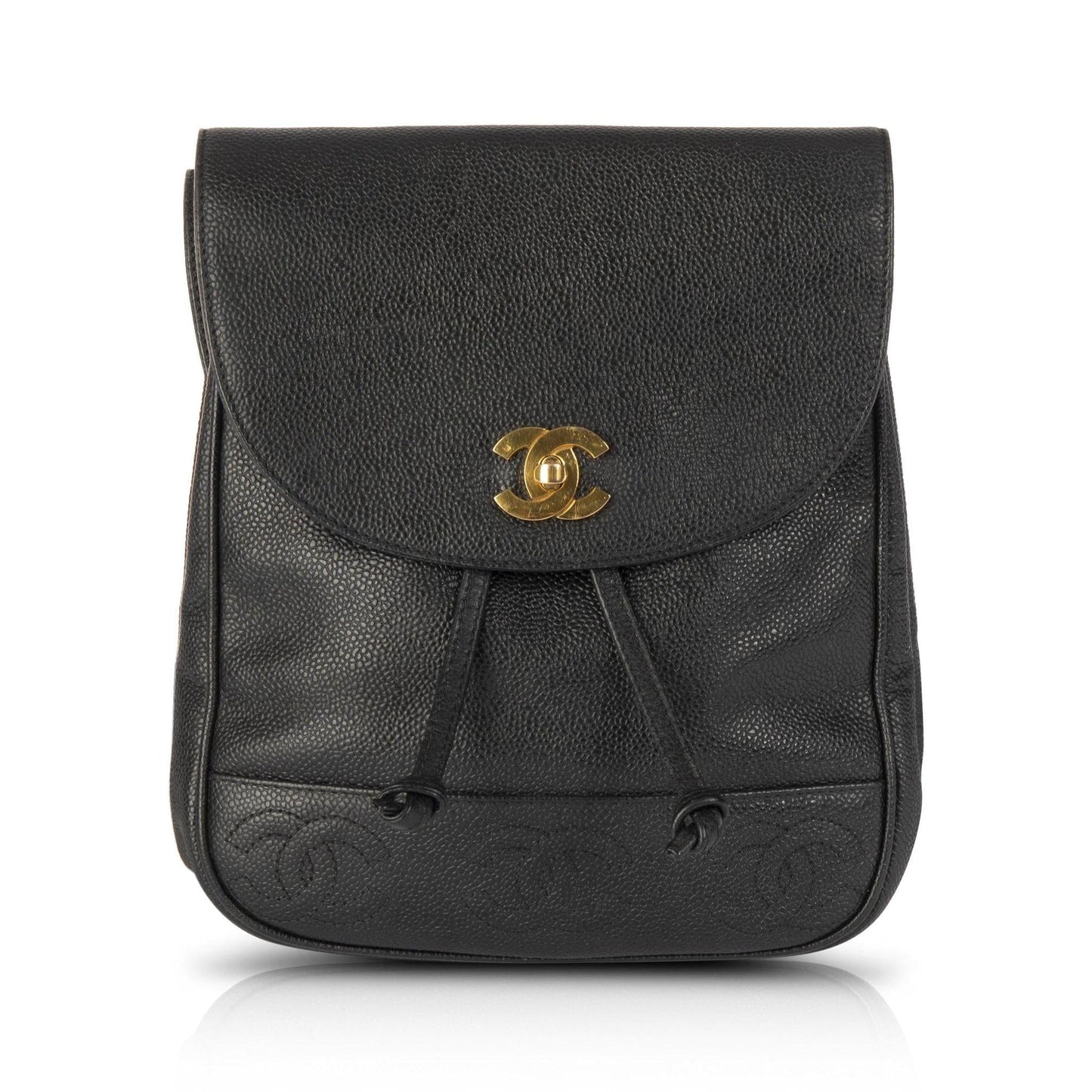 Chanel Vintage Black Caviar CC Backpack