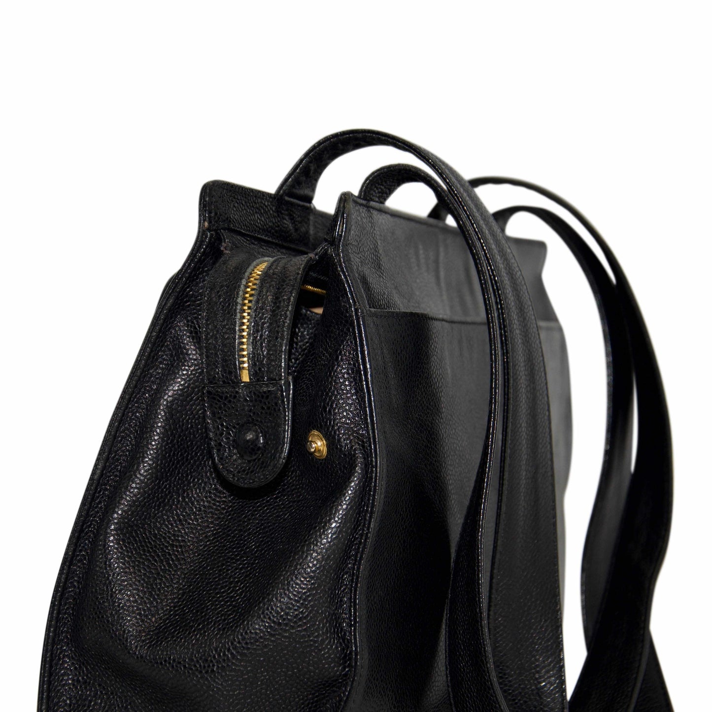 Chanel Vintage Black Caviar Leather Shoulder Bag