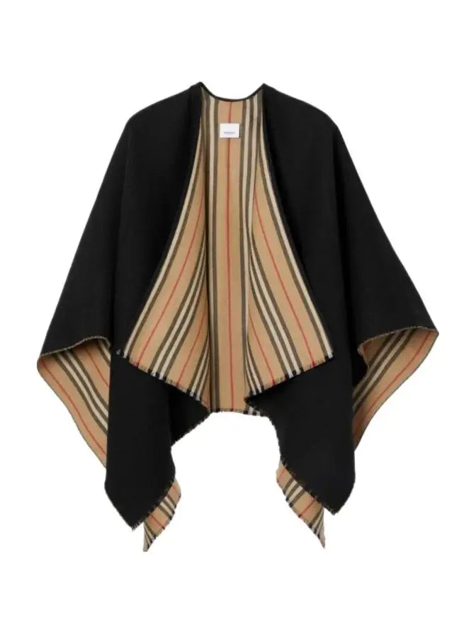 BURBERRY ICON STRIPE REVERSIBLE WOOL CAPE