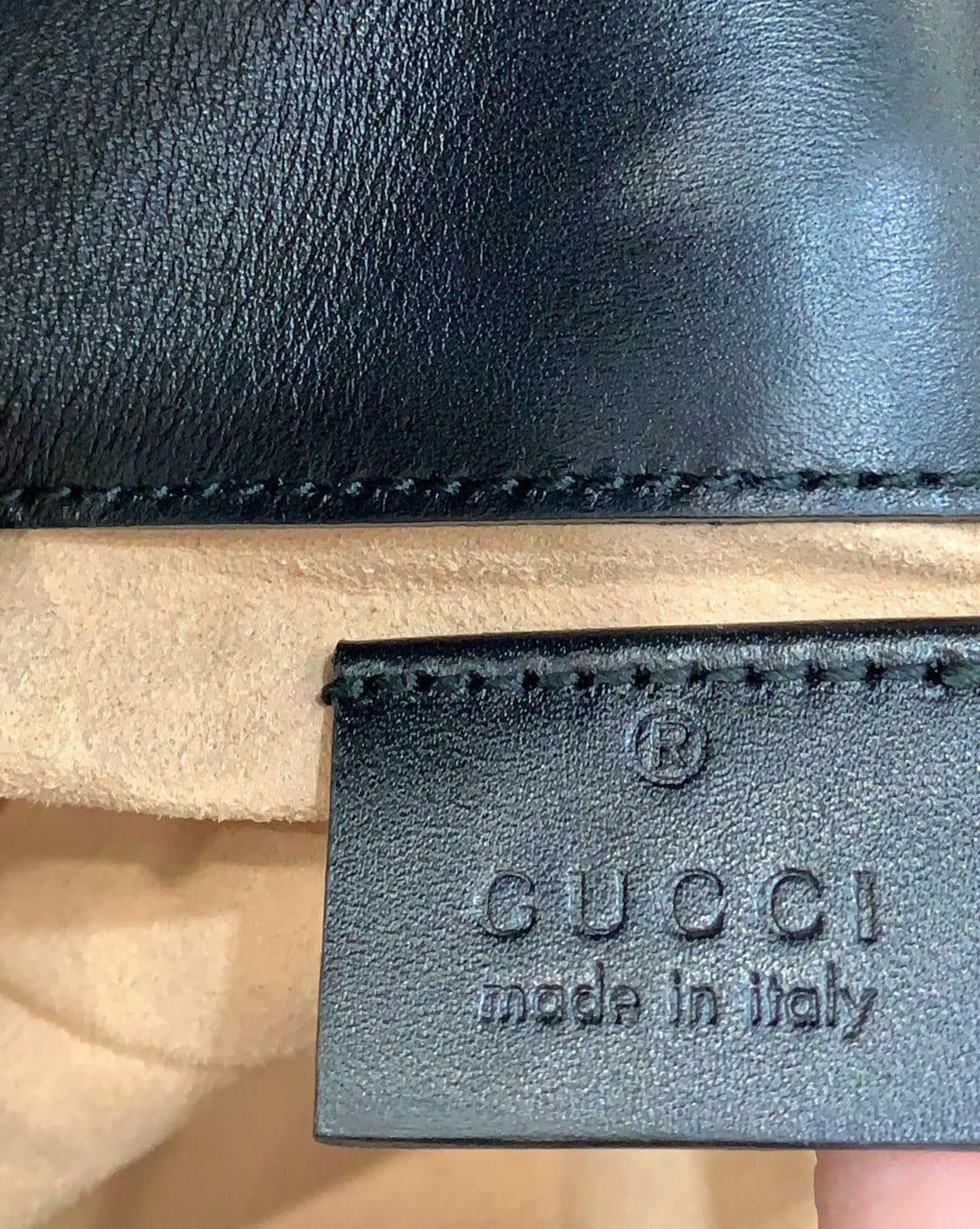 GUCCI GG Marmont Super Mini Leather Crossbody Bag Black 476433