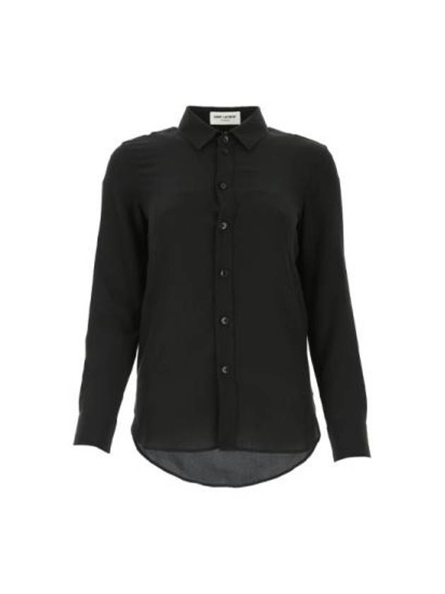 Luxury Saint Laurent Trending 2025 Basic Slim Fit Silk Shirt Black