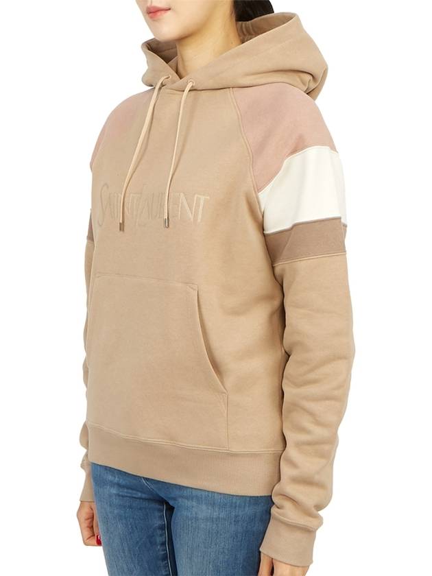 Luxury Saint Laurent Trending 2025 Front Logo Cotton Hoodie Beige