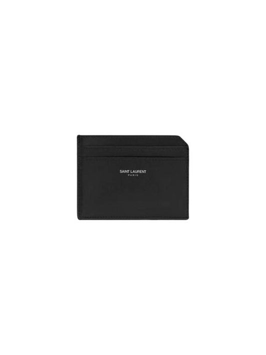 Luxury Saint Laurent Trending 2025 Paris Open Smooth Leather Card Wallet Black