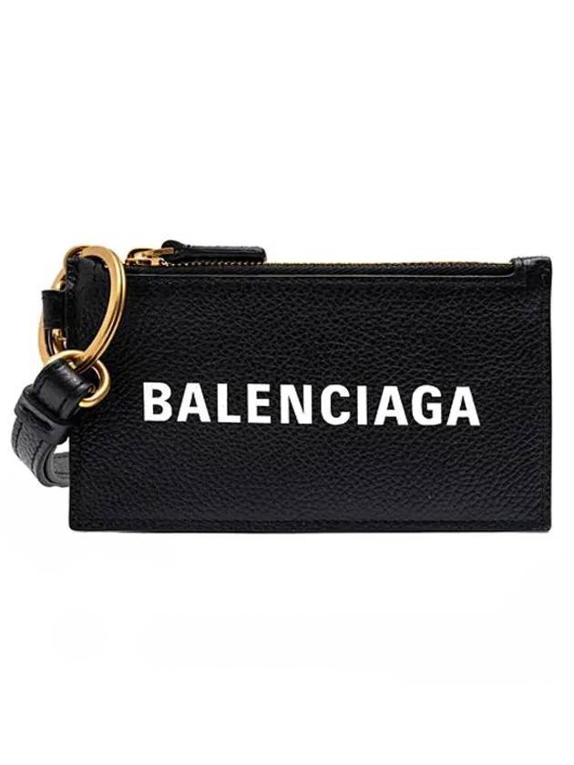 Luxury Balenciaga Trending 2025 Logo Cash Keyring Card Wallet Black