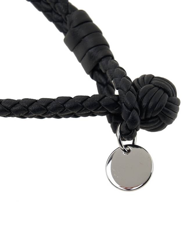 Luxury Bottega Veneta Intrecciato Double Leather Bracelet Black