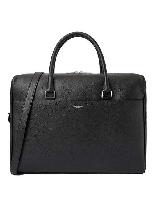 Luxury Saint Laurent Trending 2025 Logo Leather Brief Case Black