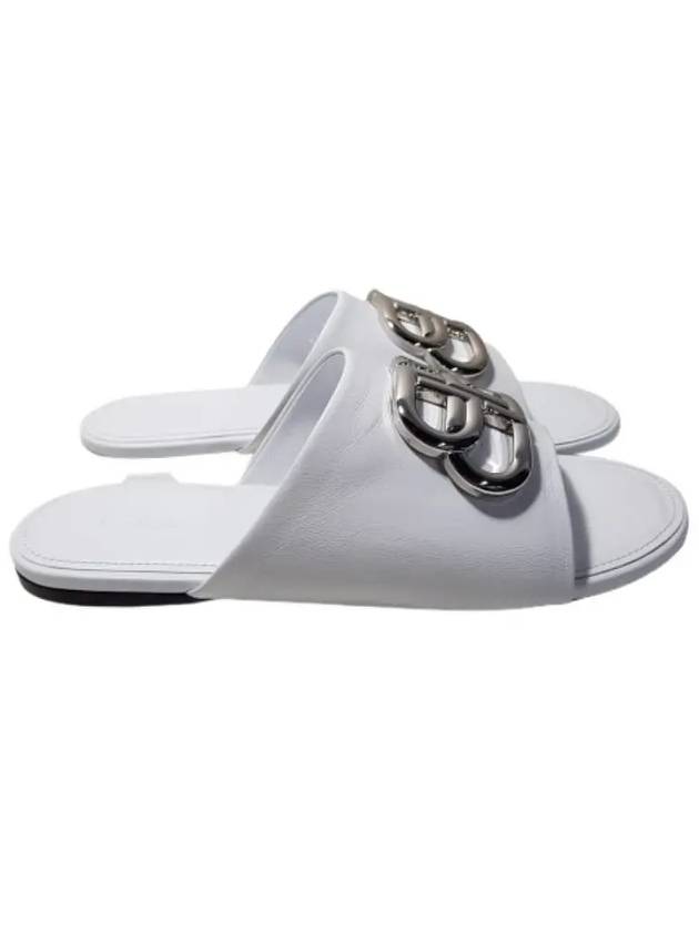 Luxury Balenciaga Trending 2025 Silver BB Logo Slippers White