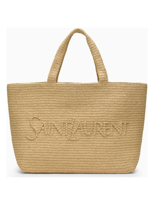 Luxury Saint Laurent Trending 2025 Women's Raffia Tote Bag With Logo in Pink | 776763GAAEL