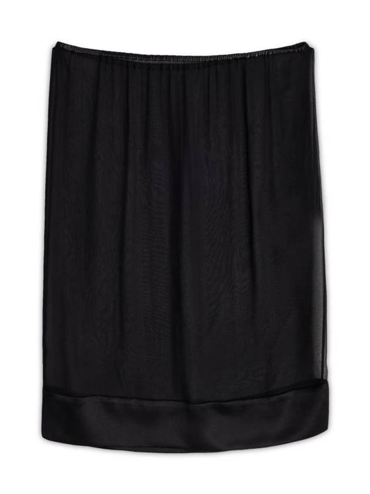 Luxury Saint Laurent Trending 2025 Semi Sheer Silk H-Line Skirt Black
