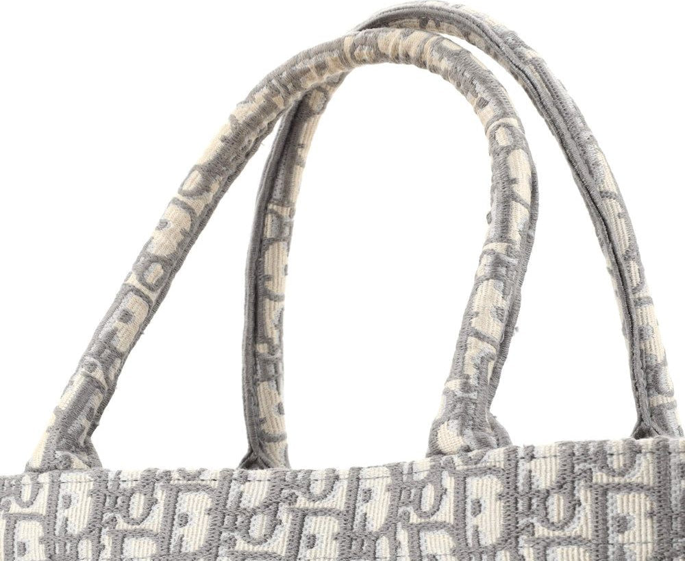 Dior Medium Dior Book Tote Ecru and Gray Dior Oblique Embroidery