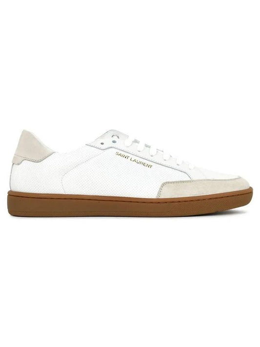 Luxury Saint Laurent Trending 2025 Court Classic Perforated Beige Tab Low Top Sneakers White