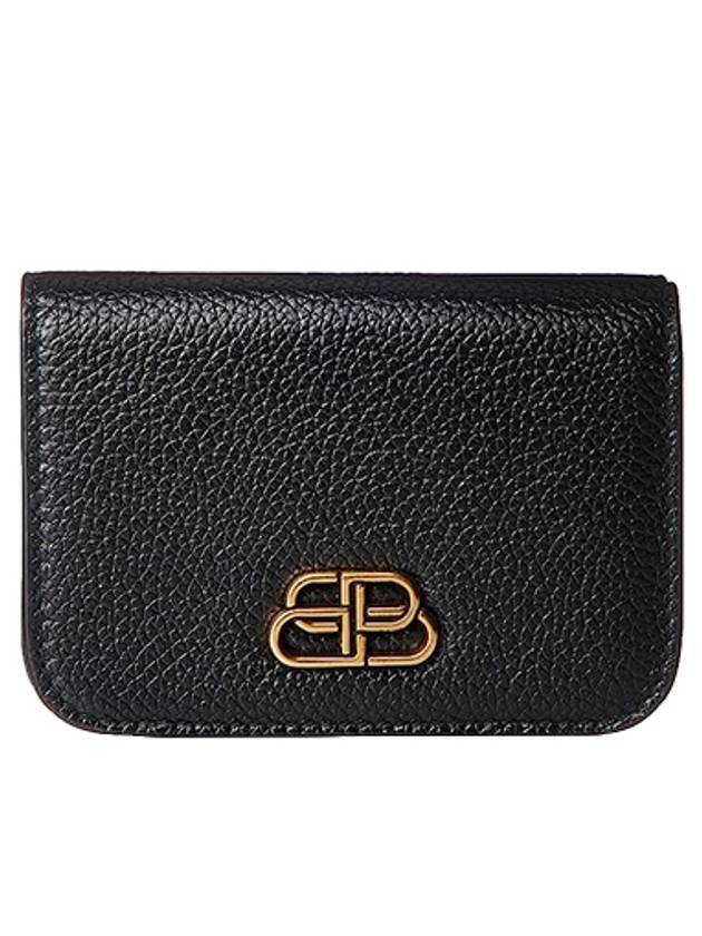 Luxury Balenciaga Trending 2025 Gold BB Logo Half Wallet Black