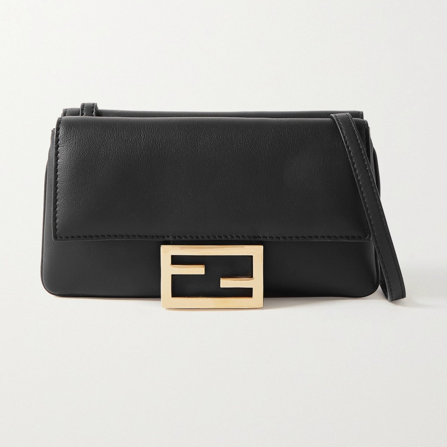 FENDI DUO BAQUETTE LEATHER SHOULDER BAG