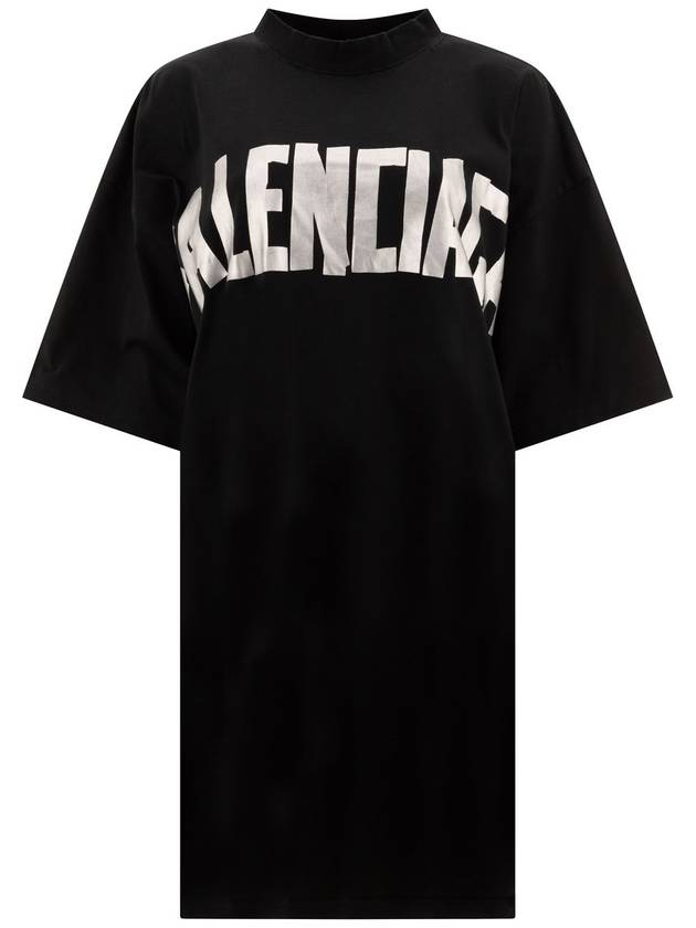 Luxury Balenciaga Trending 2025 Logo Print T-Shirt Short Dress Black