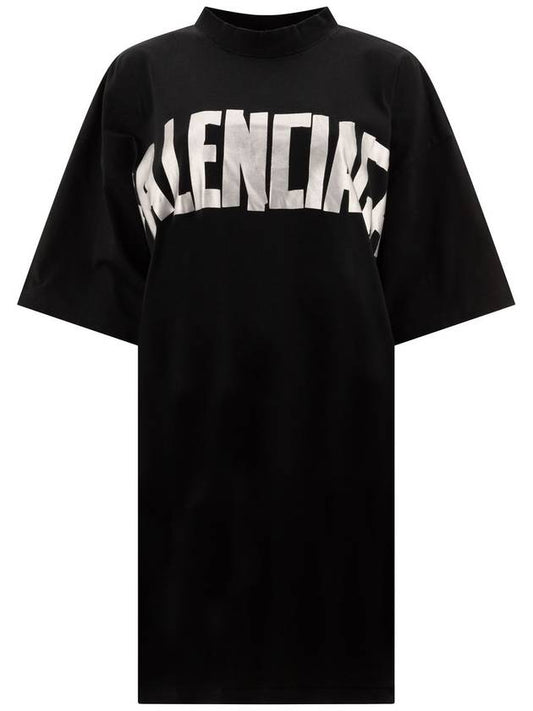Luxury Balenciaga Trending 2025 Logo Print T-Shirt Short Dress Black