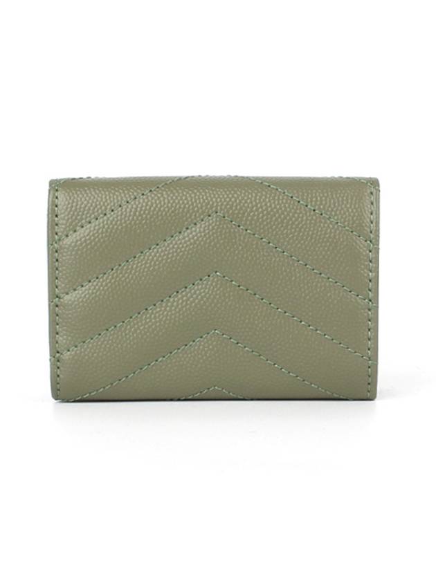 Luxury Saint Laurent Trending 2025 Monogram Quilting Leather Half Wallet Green