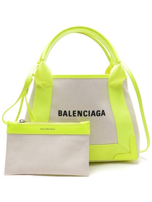 Luxury Balenciaga Trending 2025 Navy Cabas XS Tote Bag Fluo Yellow