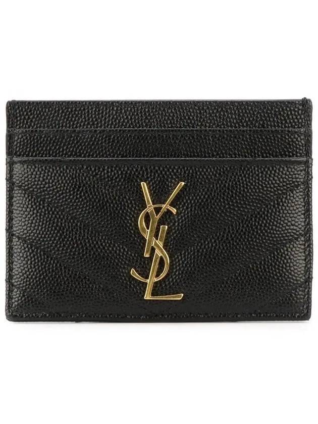 Luxury Saint Laurent Trending 2025 Gold Hardware Matelasse Caviar Leather Card Wallet Black