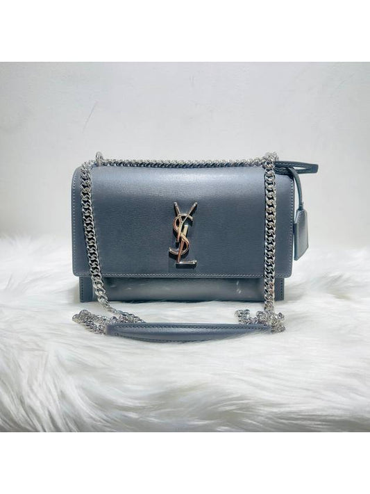 Luxury Saint Laurent Trending 2025 442906 Sunset medium silver chain shoulder bag cross