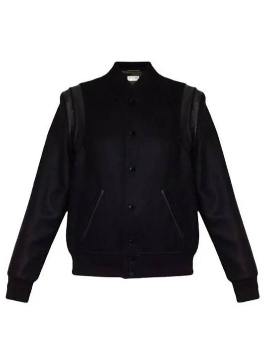 Luxury Saint Laurent Trending 2025 Women's Wool Varsity Bomber Jacket Black