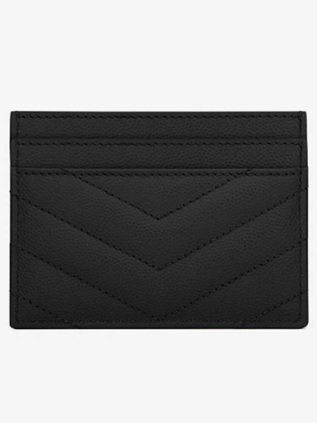 Luxury Saint Laurent Trending 2025 Gold Hardware Matelasse Caviar Leather Card Wallet Black
