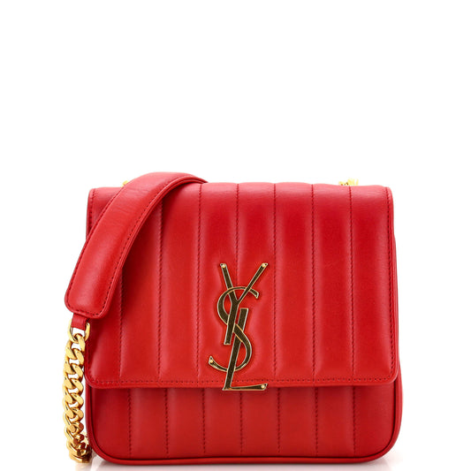 Luxury Saint Laurent Trending 2025 Vicky Crossbody Bag Vertical Quilted Leather Medium