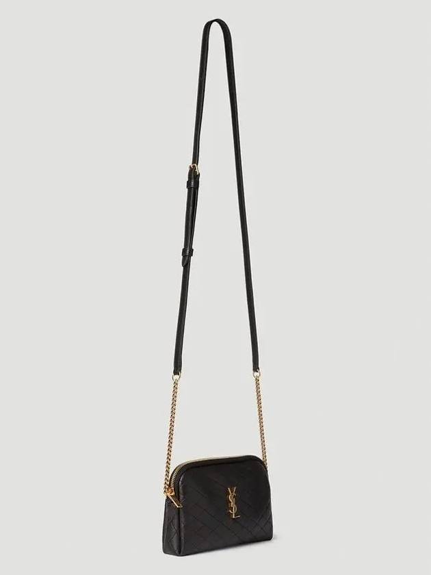 Luxury Saint Laurent Trending 2025 Gaby Quilted Lambskin Chain Cross Bag Black
