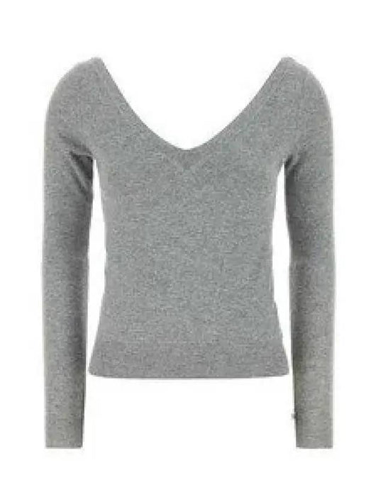 Luxury Saint Laurent Trending 2025 V-Neck Cashmere Knit Top Grey